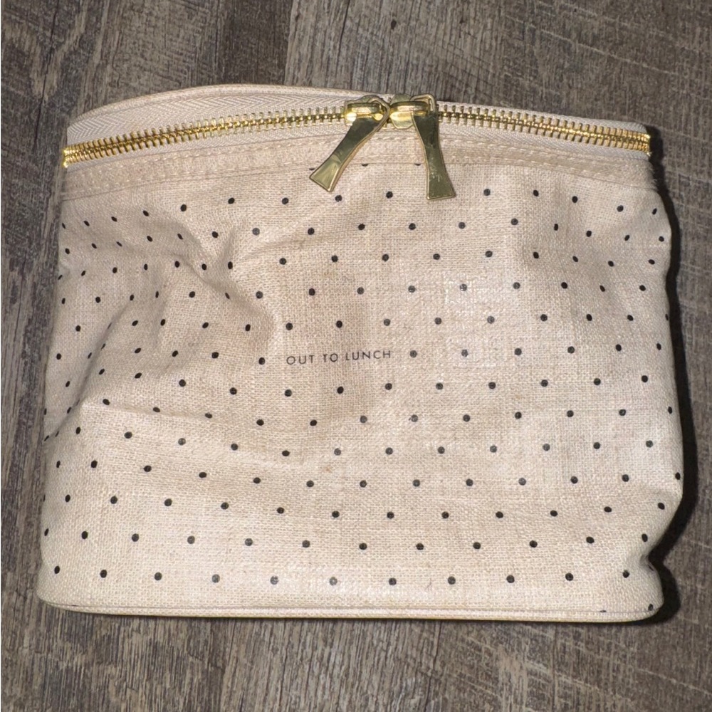 Kate Spade New York Out To Lunch Polka Dot Insulated Lunch Bag Tote Cream Black